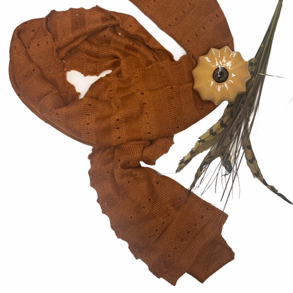 Zazou Luxe Autumn Eyelet Knit Scarf Cinnamon NWT - Picture 5 of 9